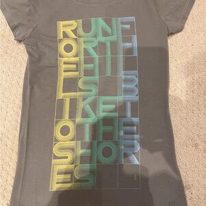 Gray Graphic Tee with Colorful Text